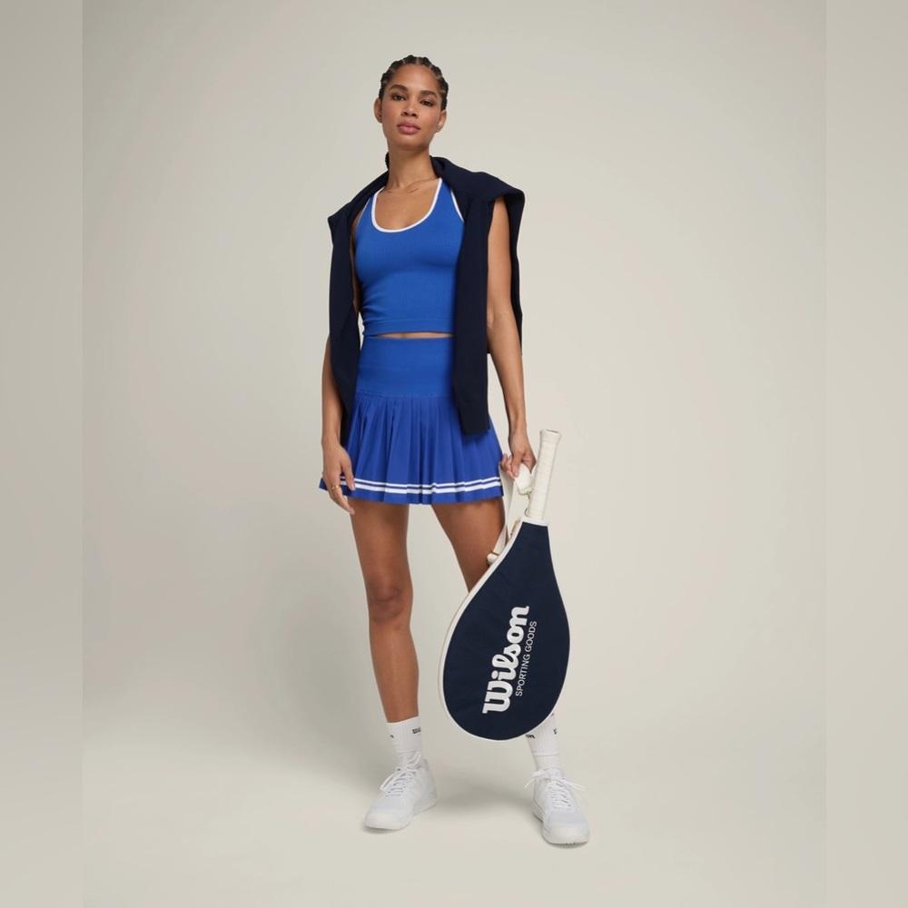Wilson Midtown Tennis Skirt & Brami SET Royal Blue w White Stripe Small & Medium - Picture 14 of 15